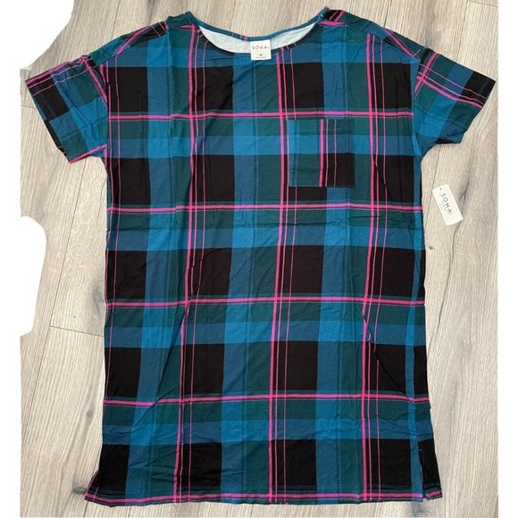 Soma Other - SOMA COOL NIGHTS Modern Sleep Night Shirt PJ Gown Plaid Green SMALL & MEDIUM $46